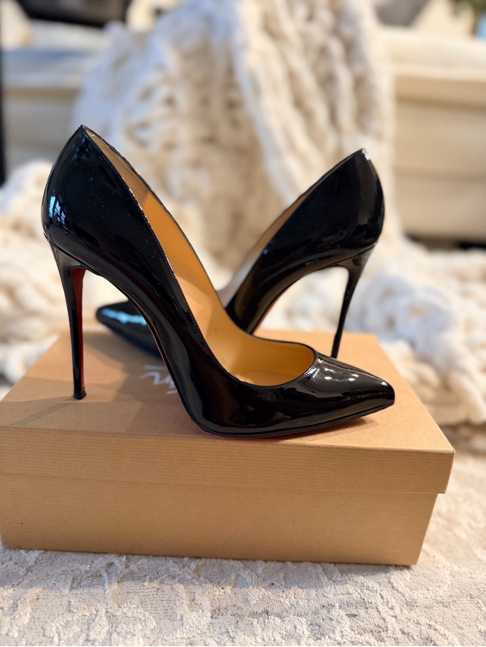 Christian Louboutin Pigalle Follies 100 Black Patent Leather 39.5 39 - Picture 2 of 8